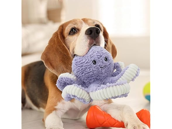 Linzy Plush Octopus Dog Toy, Soft Crinkle