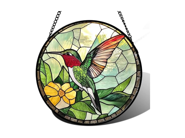 AMDERVEN Hummingbird Stained Glass