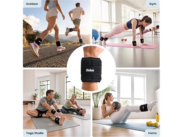 ZELUS Adjustable Ankle Weights 4lbs Pair