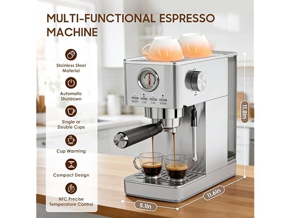 Parvusli 20 Bar Espresso, Frother