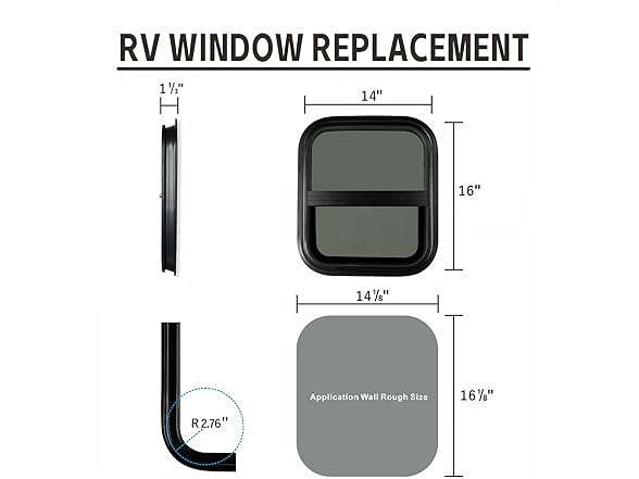 RV Window, Camper Trailer Windows, 14" W x 16" H