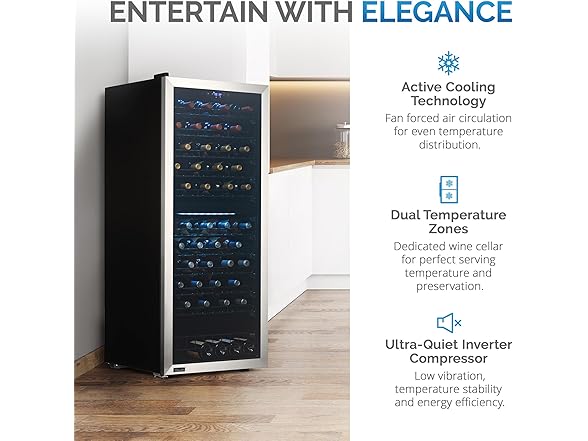 NewAir Freestanding Dual Zone Wine Fridge - 98 Bottle