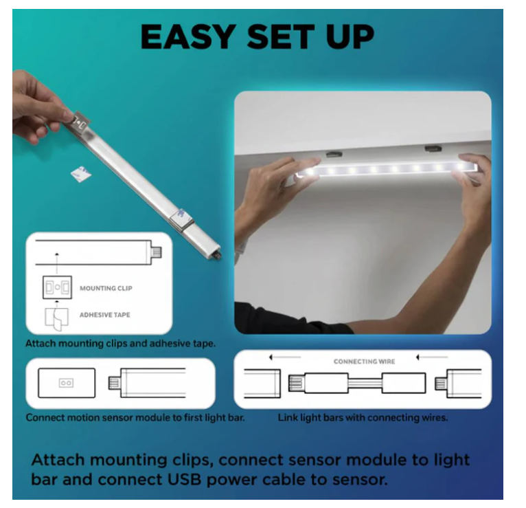 3 Pack 10" Under Cabinet Light with 5 Ft USB Cord - Gallery 8