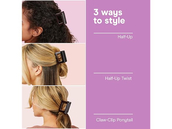 Conair Luxe Claw Clips 3PK Durable Thick Plastic