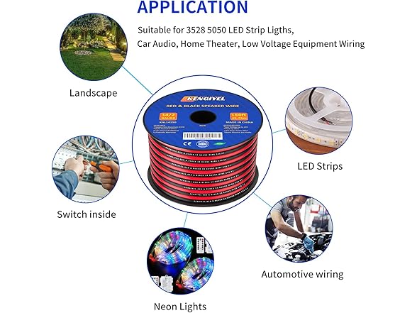 KENGIYEL Speaker Wire 14 Gauge 150FT