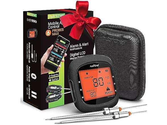 NutriChef Smart BBQ Thermometer w/ Case