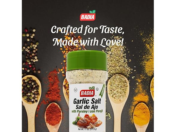 Badia Garlic Salt with Parsley 11 oz Savory Blend