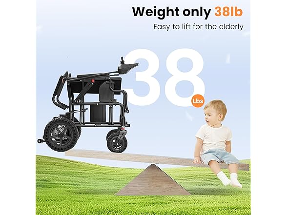 Electric Wheelchairs for Adults Lightweight 38lbs, Foldable Motorized Wheelchair for Seniors, 15 Miles Long Travel Range, All Terrain Portable Power Wheelchair Support 350 lbs(18.5 Inch Wide Seat) (Open Box)