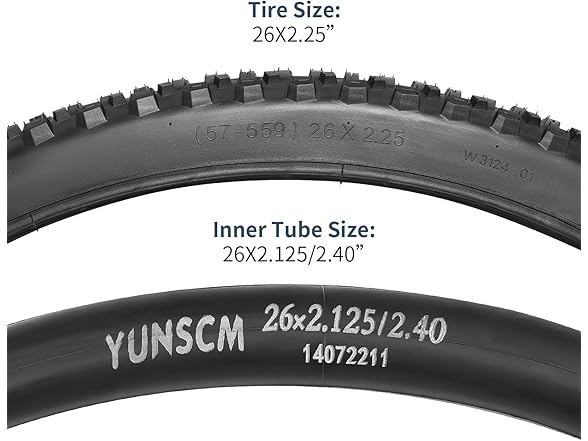 YUNSCM 26x2.25" MTB Tires & Tubes, 2-Pack
