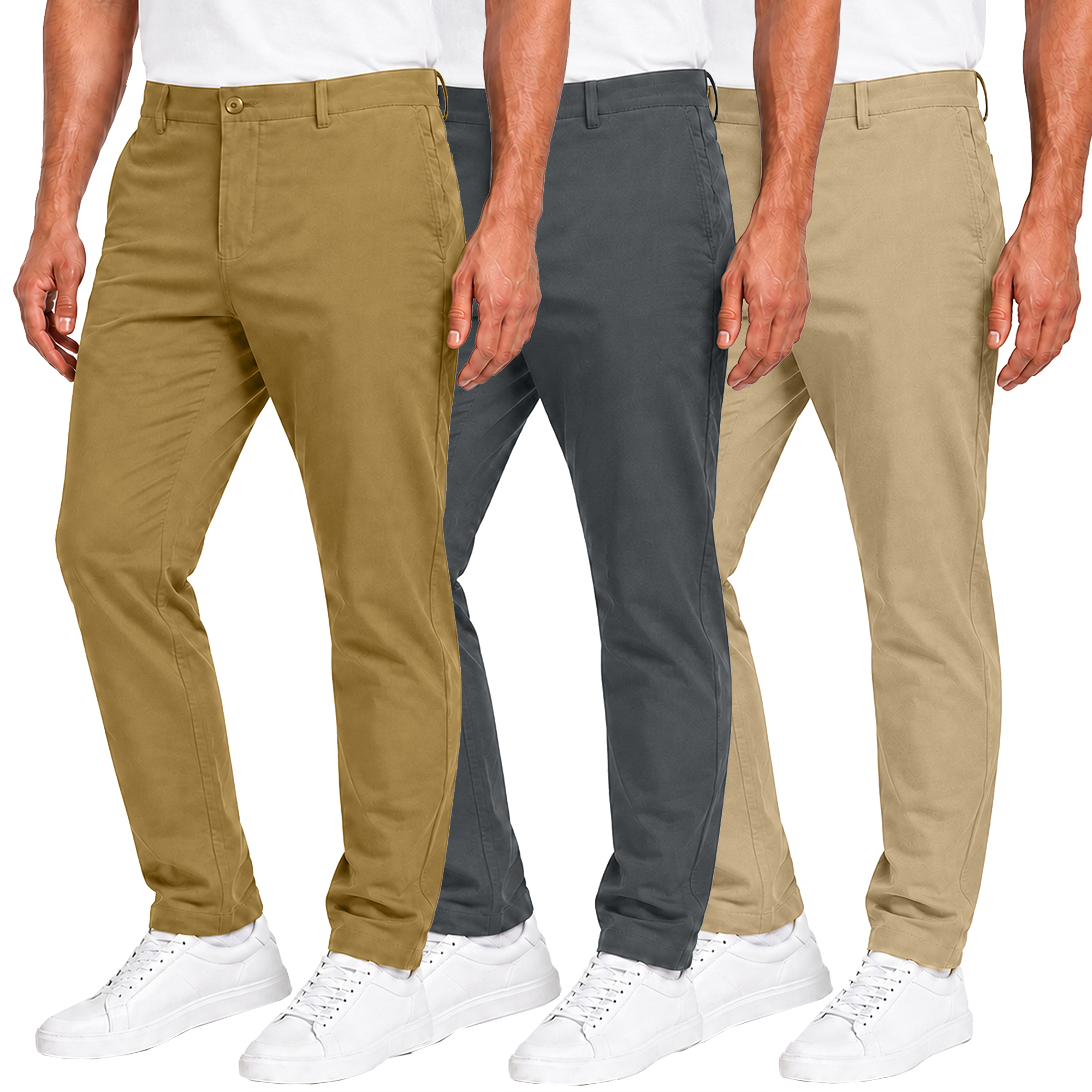 3Pk Mens Super Stretch Chino Pants - Gallery 30