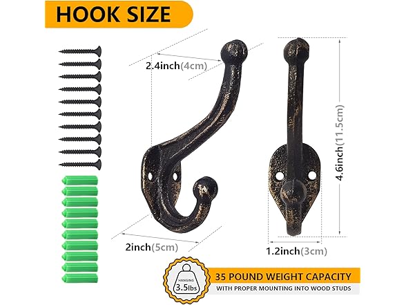 rumdraw 5-Pack Rustic Wall Hooks