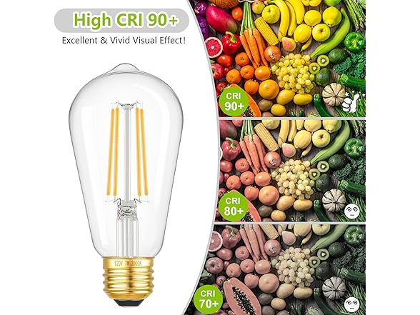 Kondras B0CGV7LB8H 7W ST58 Edison Bulbs Warm