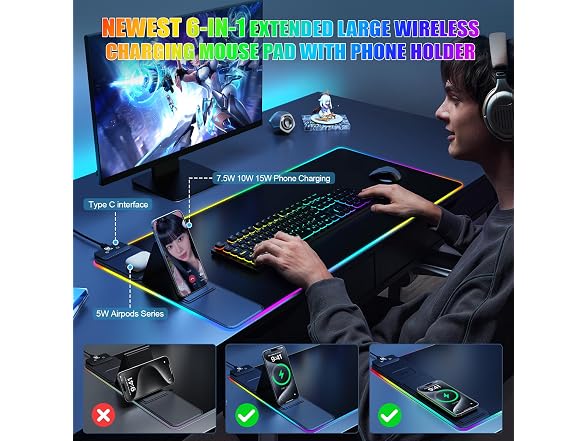Wireless Charging RGB Gaming Mousepad