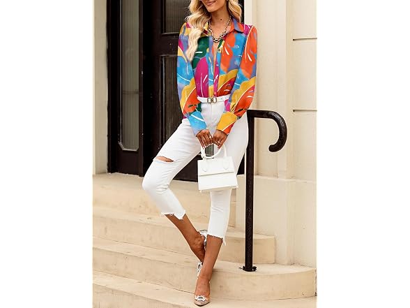 Evaless Women (XL) Long Sleeve Shirt Spring V Tops