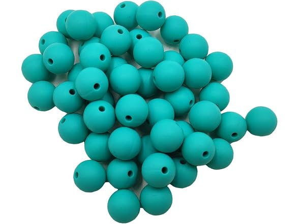 50pcs Turquoise Color Round Silicone Beads 15mm