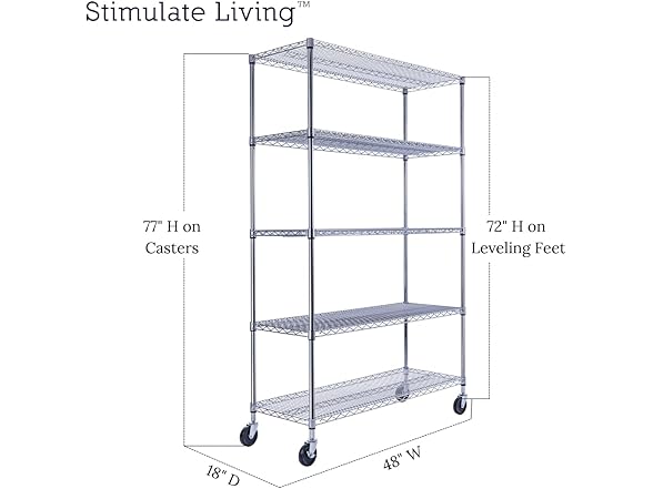 HEAVY DUTY Black 5-Tier Wire Shelving - Gallery 2