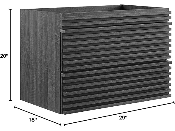 30 in. Render WALL-Mount Bathroom Vanity, Charcoal