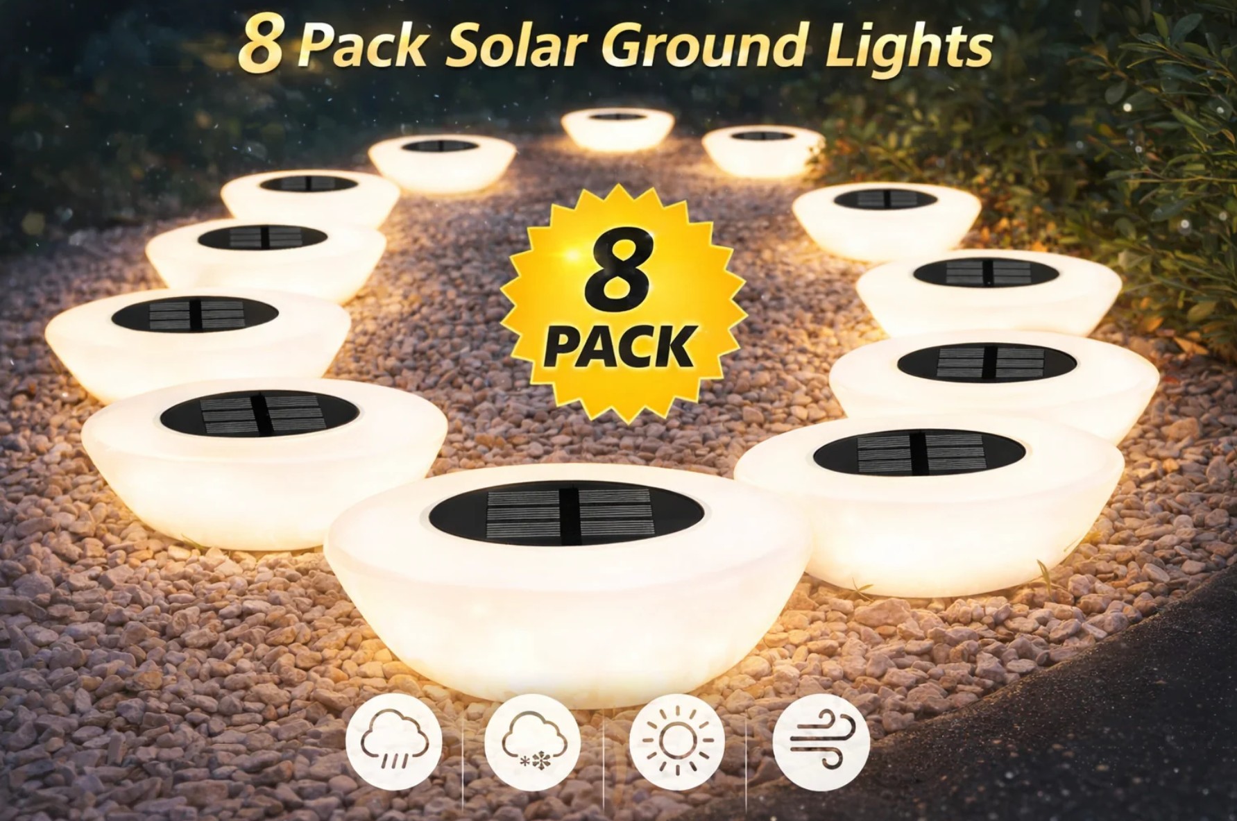 Hakol 8 Pack Solar Ground Lights - Gallery 8