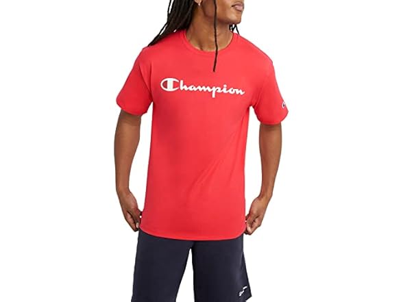 Champion Men's Red Stone Script Tee (S)