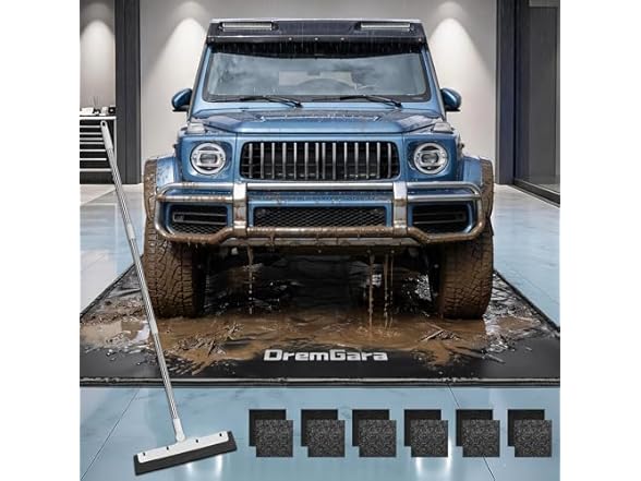 DremGara 7'9" x 16' Heavy-Duty Garage Floor Mat - 610GSM Commercial-Grade PVC Containment Mat with 1.2" Raised Edges to Trap Water, Mud, Snow & Oil, Waterproof Garage Floor Mat for Cars, Non-Slip (Open Box)