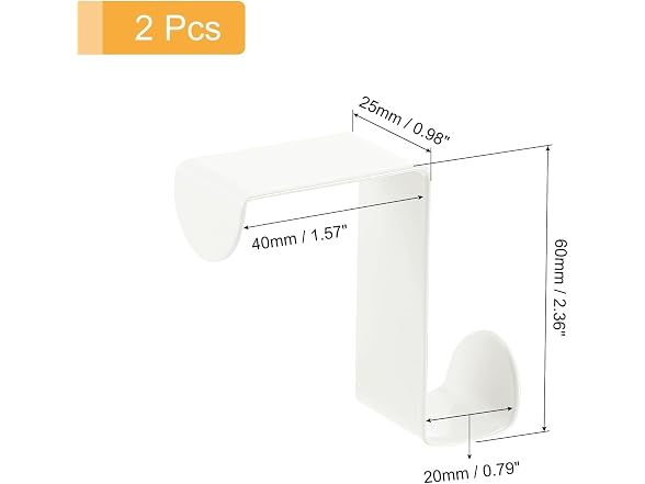 Athnevy Over The Door Hooks 2pk White