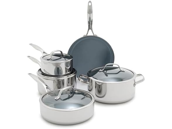 GreenPan Valencia Pro Tri-Ply Coated Stainless Steel 9 Piece Set