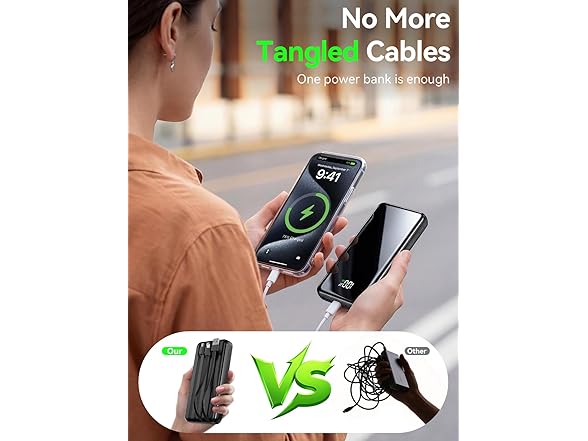 YILANS Portable Charger with Built-in Cable