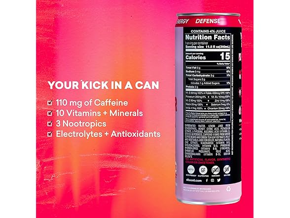 12PK EBOOST SUPER FUEL Healthy Energy Drink -Strawberry