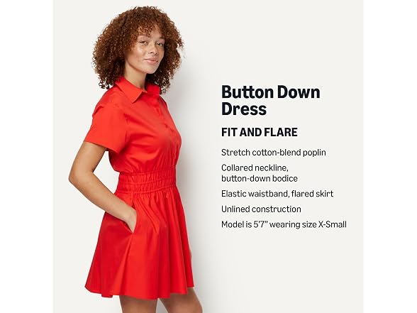 Amazon Essentials Women Flare Cotton Poplin Dress