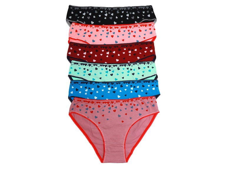 Angelina G6441_HRT_6_UM Medium (4-6) Angelina Cotton Bikini Panties with Hearts Print Design (6-Pack) Hrt (6 Pack)