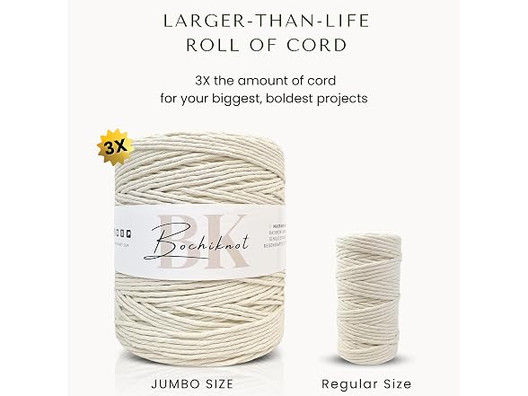 BOCHIKNOT 3mm Macrame Cord, 650 Yards,