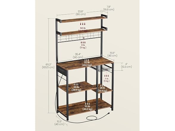 VASAGLE Baker's Rack, 35.4 Inches Microwave Stand