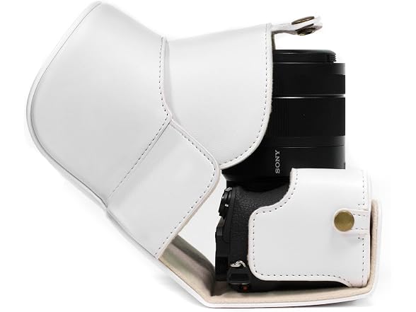 MegaGear Ever Ready Leather Camera Case and Strap (Fits Up to 16-70mm Lens) (White)