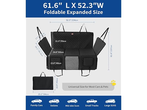 Waterproof Dog Car Seat Extender 450lb