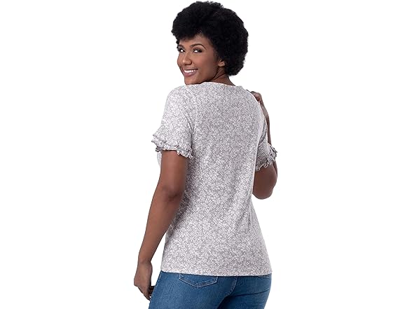 Lee Women's Grey/Berry V-Neck Tee (XL)