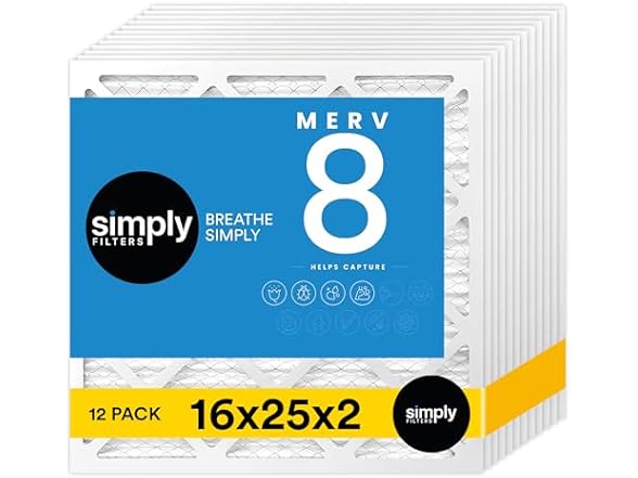 Simply Air Filter Merv 8 MPR 600, 12pk AC Furnace & HVAC
