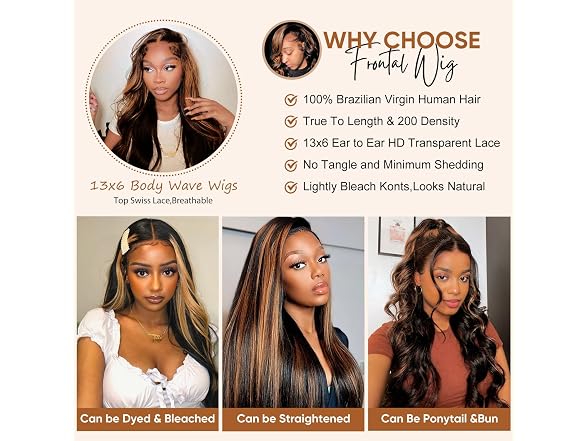 Afribye 13x6 Highlight Body Wave Lace Front Wig