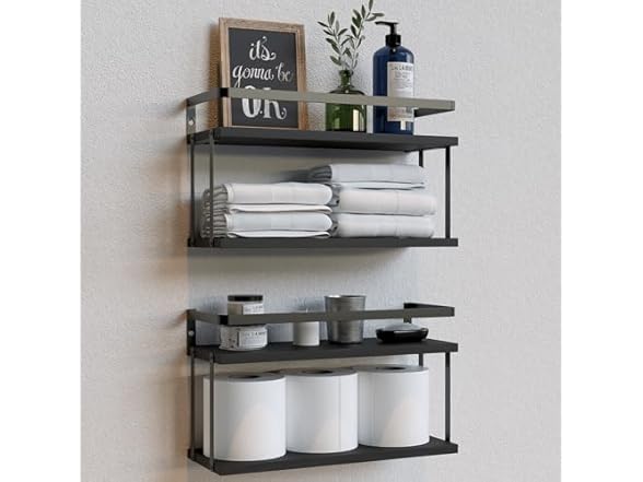 2 Tier Rustic Farmhouse Wood Shelves