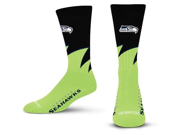 SEATTLE SEAHAWKS NFL Wave Crew Sock (Large)