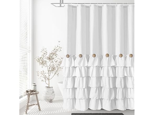 Seasonwood White Ruffle Shower Curtain