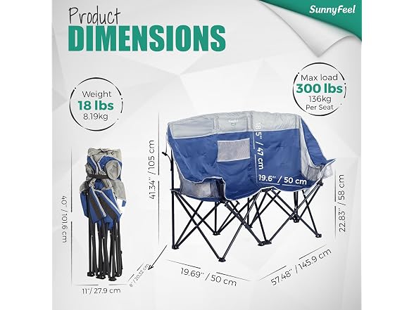 SUNNYFEEL Dark Blue Loveseat Camping Chair