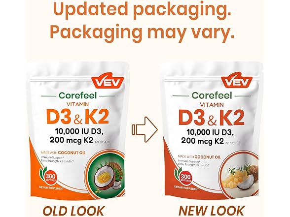 VEV Vitamin D3 K2 Softgels