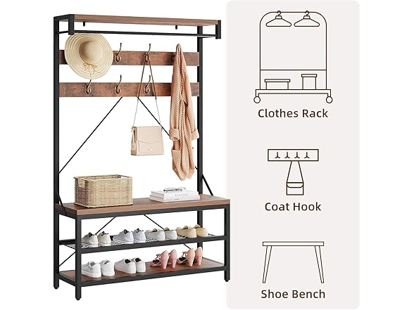 MegaChoice Hall Tree with Bench and Shoe Storage