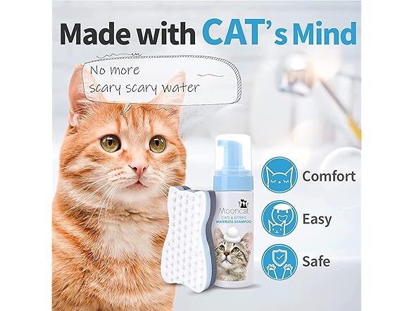 Waterless Cat Shampoo+Cat Brush