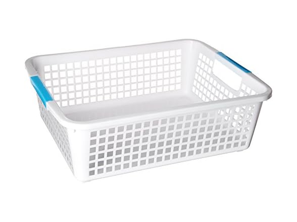 Fittdeals Classroom Baskets Storage Trays, Rectangular, White