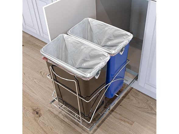Home Zone Living 15 Gallon Pull Out Dual Kitchen Trash Can