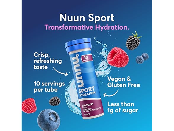 10PK Nuun Sport Electrolyte Tablets, Tri-Berry