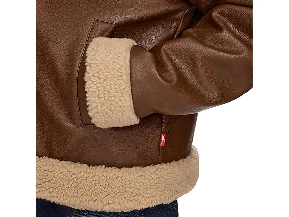 Levis Womens Faux Leather Sherpa Moto Jacket