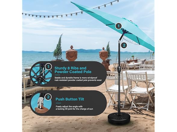 Simple Deluxe Patio Umbrella 9 FT, Turquoise