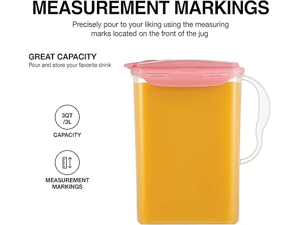 LocknLock Fridge Jug, 3QT, Pink